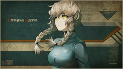 Text blondes long hair anime girls sweatshirt braids yellow 