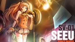 Text bows blondes microphones skirts long hair blue eyes 