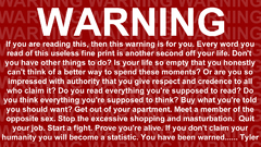 Text Fight Club warning
