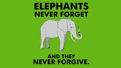 Text funny green background elephants never forget