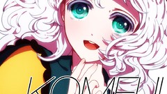 Text hats white hair faces long hair anime girls green eyes 