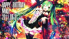 Text long hair anime girls hatsune miku vocaloid wink green 