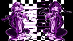 Text purple dress jackets hoodies long hair headsets vocaloid 