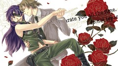 Text roses Anime anime girls mirai nikki purple hair anime boys 