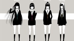 Text Shoes gray background glasses skirts smiling long hair 