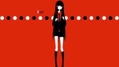 Text Shoes tie red background circles shirts skirts long hair 