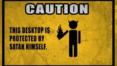 Text signs satan caution