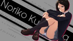 Text socks sitting schoolgirls bows skirts anime girls brown 