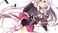 Text socks white hair circles skirts long hair anime girls 