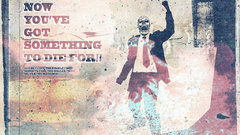 Text suit grunge tie