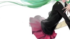 Text tears white background schoolgirls skirts long hair anime 