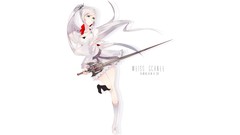Text weapons dress white background Jewelry white hair Swords 
