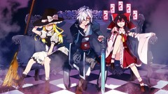 Text weapons glasses dress hats grin socks white hair red eyes 