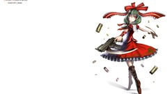 Text weapons Guns dress white background red eyes Ribbons red 
