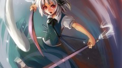 Text weapons Shoes Katana tie ghosts white hair red eyes Swords 