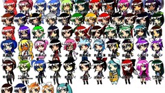 Text white background Chibi Legion white hair red eyes blondes 