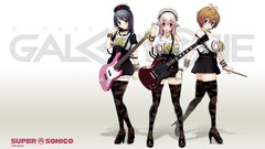 Text woman collar hats red eyes instruments guitars bracelets 