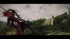 the elder scrolls v skyrim video games bow sword Women horns
