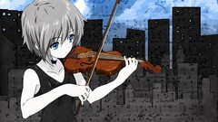 the melancholy of haruhi suzumiya violin anime girls blue eyes