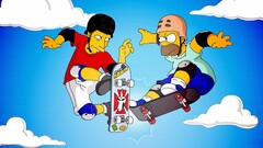 The Simpsons cartoon Skateboarding Homer Simpson TV series blue