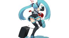 Thigh highs guitars twintails