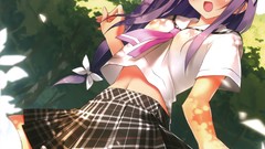 Tie anime girls school uniforms yellow eyes seifuku Kantoku 