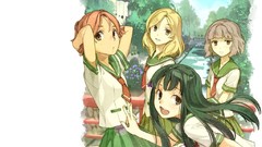 Tie blondes skirts pink hair smiling long hair pink eyes anime 