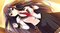 Tie schoolgirls skirts long hair anime girls brown eyes school 