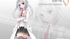 Tie skirts anime girls blue eyes school uniforms short hair 