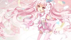 Tie skirts pink hair long hair pink eyes hatsune miku vocaloid 