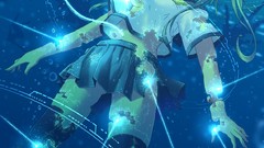 Tie underwater anime girls school uniforms short hair 