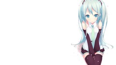 Tie white background sitting long hair hatsune miku vocaloid 
