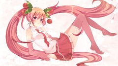 Tie white background skirts pink hair long hair pink eyes 