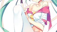 Tie white background stockings anime girls school uniforms 