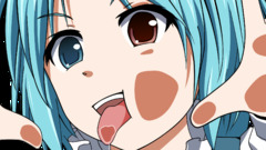 tongues licking heterochromia blue hair tatara kogasa touhou