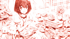 Touhou animal ears monochrome