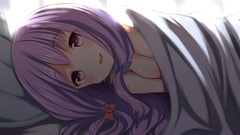 Touhou beds cleavage purple