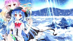 Touhou blue hair pink
