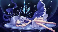 touhou cirno Anime anime girls purple hair closed eyes dress