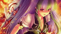 Touhou dress fire cleavage