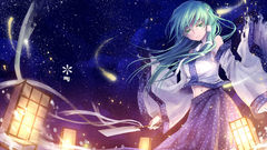 Touhou miko green hair