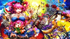 Touhou multicolor Flowers cleavage