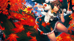 touhou shameimaru aya anime girls wings Anime camera fall leaves