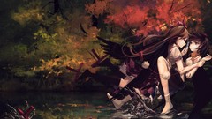 Touhou wings autumn leaves