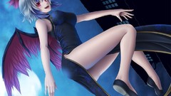 Touhou wings flying blue