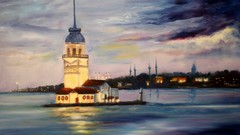 Tower Turkey Istanbul cityscapes bosphorus paintwork kız kulesi
