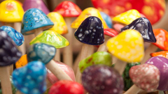 Toys (children) mushrooms sculptures