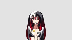 Toys gray background red eyes hoodies anime girls sweatshirt 