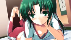 Track down blouse drawings pants blush long hair barefoot anime 