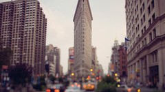 Traffic bokeh cityscapes new york city flatiron building